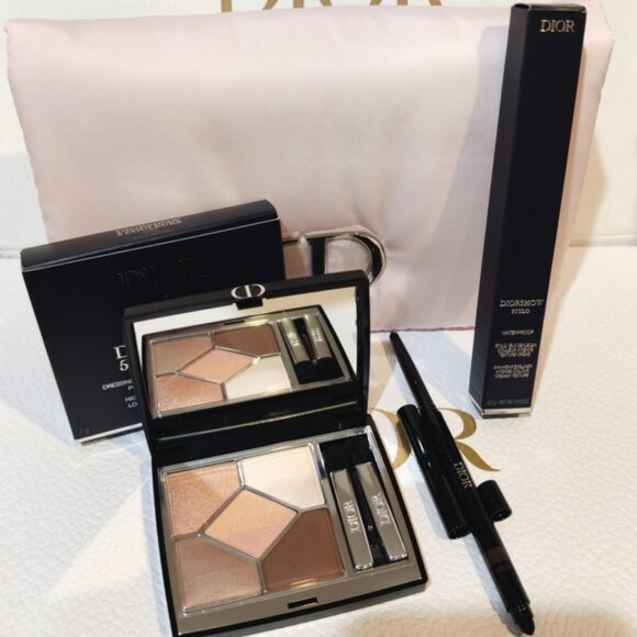 Dior Beauty Eye Shadow (5A04), Eye Liner (5D02), Pink Pouch, Bundle of 6, NEW - Picture 4 of 5